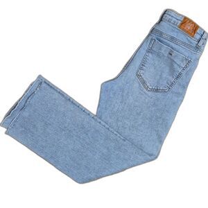 Zara Flare Jeans 6 Light Wash High Rise Raw Hem Bootcut Boho Festival Denim